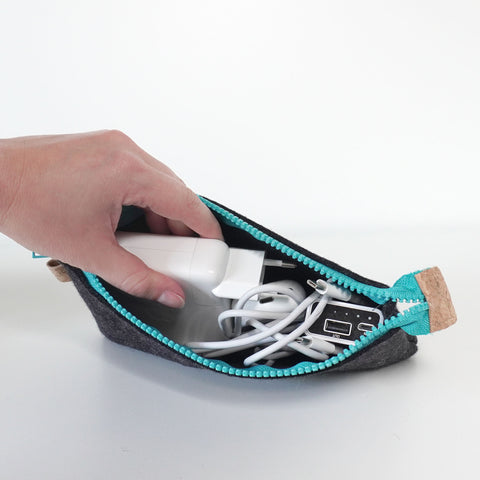 Schlampermäppchen anthrazit-azur | MISK