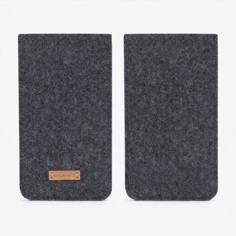 Coque de téléphone sur mesure | en feutre et coton biologique | anthracite - Coloré | Modèle "LAISSER"