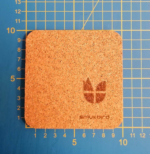 Glazen onderzetters van vilt en kurk | Set van 2 | 10x10cm | lichtgrijs