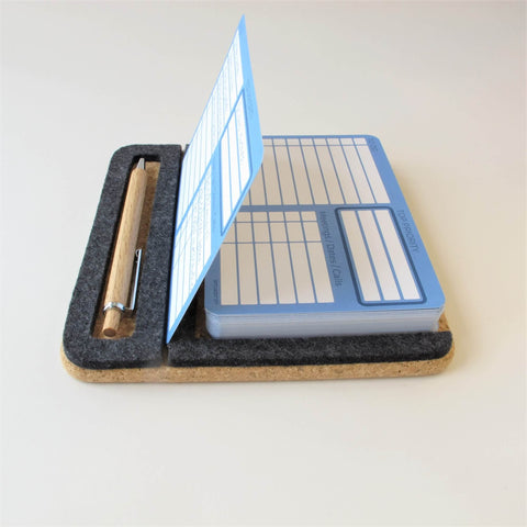 Notitiehouder “ToDo” inclusief 50 kaarten en houten balpen | gemaakt van vilt en kurk | antraciet