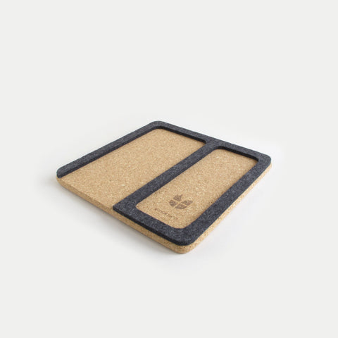 Organizer voor mobiele telefoons, brillen, notitieblokken, horloges, enz. | gemaakt van vilt en kurk | antraciet