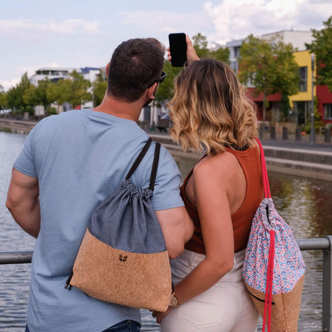 Sac à dos pour enfants, petit sac à dos | en coton et liège | Rayures