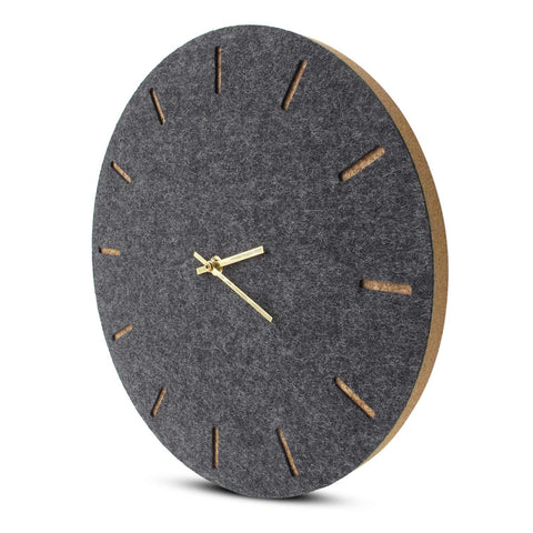 Vilt- en kurken wandklok 30 cm | antraciet - goud | Ontwerp: Kopenhagen
