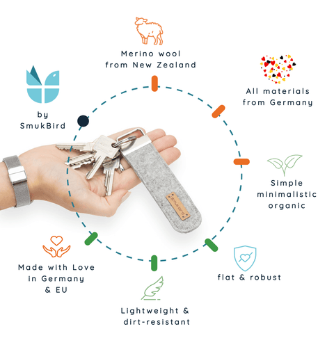 Porte-clés en feutre | gris clair