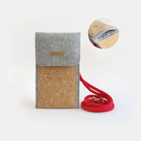 Sac bandoulière pour Xiaomi MIX Flip | en feutre et coton bio | gris clair - coloré | modèle KEDJA