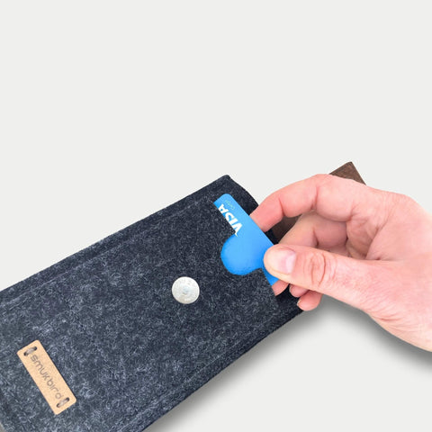 Pratique pochette ceinture pour iPhone 16 Pro | avec fermeture magnétique et compartiment pour cartes | anthracite | modèle CLIP