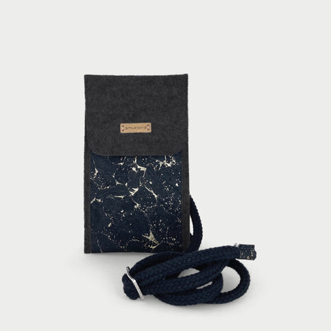Sac bandoulière pour Xiaomi Redmi Note 13 Pro Plus | en feutre et coton bio | anthracite - noir | modèle KEDJA deluxe