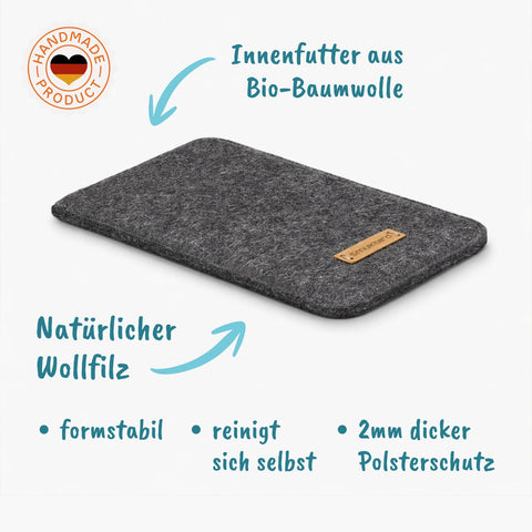 Coque de téléphone sur mesure | en feutre et coton biologique | anthracite - Coloré | Modèle "LAISSER"
