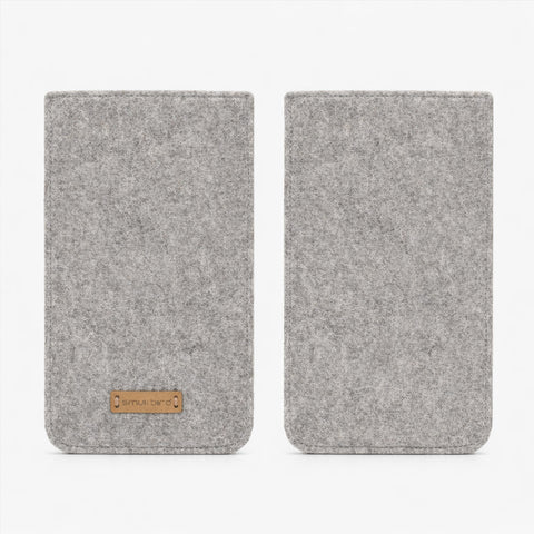 Coque de téléphone sur mesure | en feutre et coton biologique | gris clair - Coloré | Modèle "LAISSER"