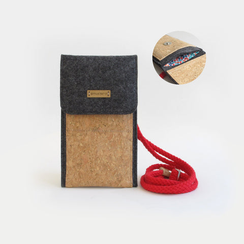 Sac bandoulière pour Samsung Galaxy S23 Plus | en feutre et coton biologique | anthracite - coloré | Modèle KEDJA