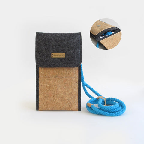 Sac bandoulière pour Samsung Galaxy S22 | en feutre et coton biologique | anthracite - formes | Modèle KEDJA