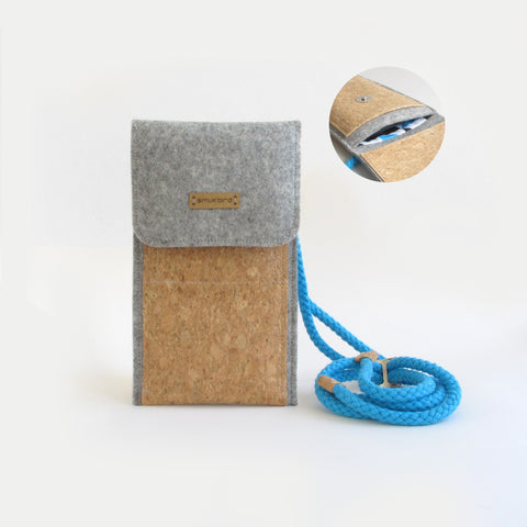 Sac bandoulière pour Samsung Galaxy A52s | en feutre et coton biologique | gris clair - formes | Modèle KEDJA