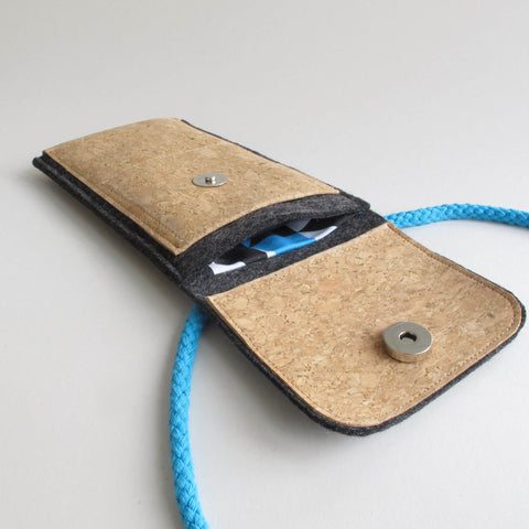 Schoudertas voor iPhone 11 | gemaakt van vilt en biologisch katoen | antraciet - vormen | Model KEDJA