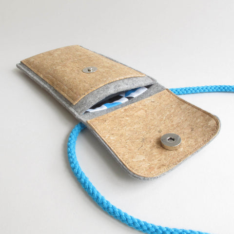 Sac bandoulière pour Samsung Galaxy A52s | en feutre et coton biologique | gris clair - formes | Modèle KEDJA