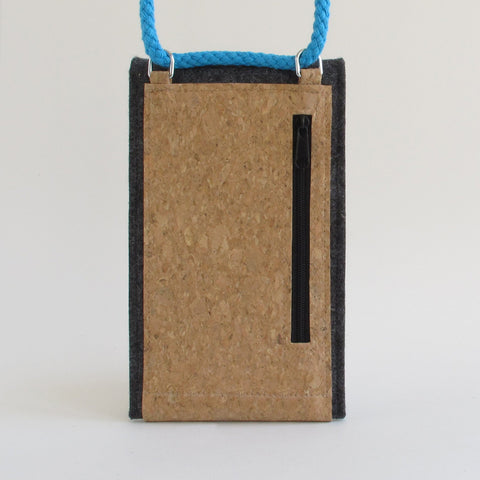 Sac bandoulière pour Samsung Galaxy S22 | en feutre et coton biologique | anthracite - formes | Modèle KEDJA