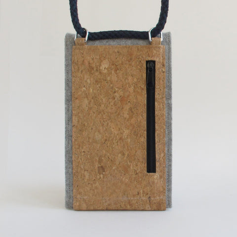 Sac bandoulière pour Samsung Galaxy S22 Plus | en feutre et coton biologique | gris clair - floraison | Modèle KEDJA