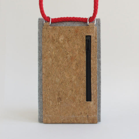 Schoudertas voor Fairphone 4 | gemaakt van vilt en biologisch katoen | lichtgrijs - kleurrijk | Model KEDJA