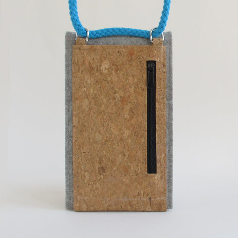 Sac bandoulière pour Samsung Galaxy A52s | en feutre et coton biologique | gris clair - formes | Modèle KEDJA