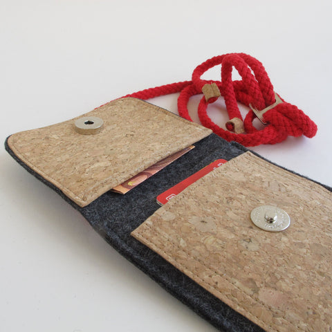 Sac bandoulière pour Samsung Galaxy S20 FE | en feutre et coton biologique | anthracite - coloré | Modèle KEDJA