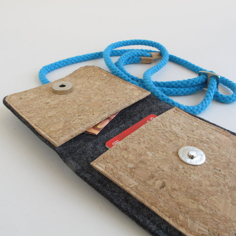 Sac bandoulière pour iPhone 13 | en feutre et coton biologique | anthracite - formes | Modèle KEDJA
