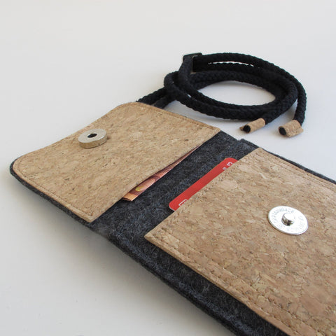 Schoudertas voor Xiaomi Redmi Note 12 | gemaakt van vilt en biologisch katoen | antraciet - sporen | Model KEDJA