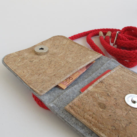 Schoudertas voor Fairphone 4 | gemaakt van vilt en biologisch katoen | lichtgrijs - kleurrijk | Model KEDJA