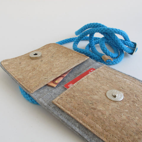 Sac bandoulière pour Samsung Galaxy A52s | en feutre et coton biologique | gris clair - formes | Modèle KEDJA