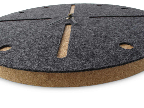 Horloge murale en feutre et liège 30 cm | anthracite - noir | Conception : Odense