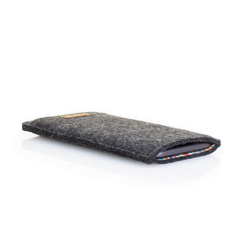 Handytasje voor Xiaomi Redmi Note 12 Pro | gemaakt van vilt en biologisch katoen | antraciet - kleurrijk | Model "LET"