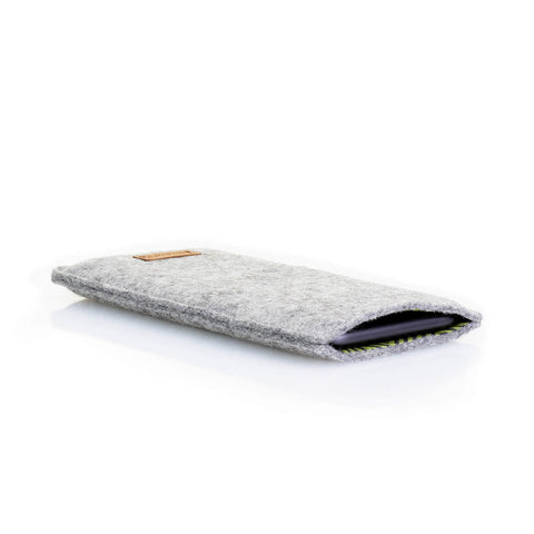 Telefoontas voor Xiaomi Redmi Note 11 | gemaakt van vilt en biologisch katoen | lichtgrijs - strepen | Model "LET"