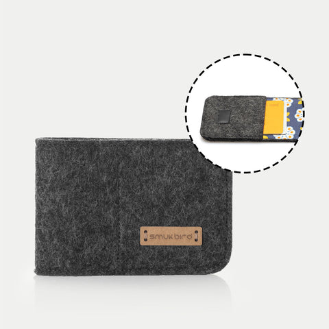 Étui pour cartes EC en feutre | anthracite - Floraison