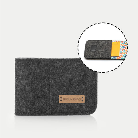 Étui pour cartes EC en feutre | anthracite - Coloré