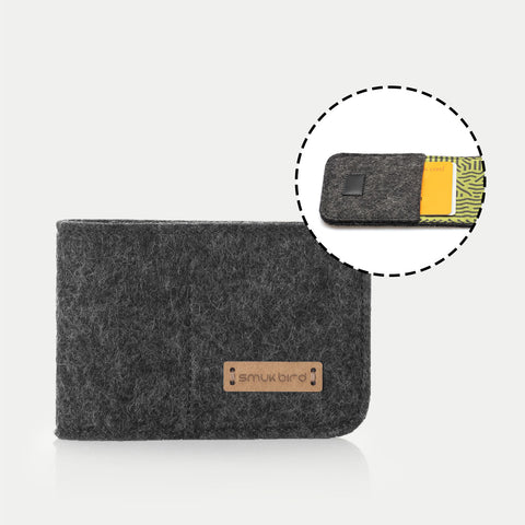 Étui pour cartes EC en feutre | anthracite - rayures