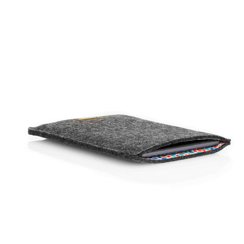 Étui pour Onyx Boox Leaf 2 | en feutre et coton biologique | anthracite - coloré | Modèle "LAISSER"