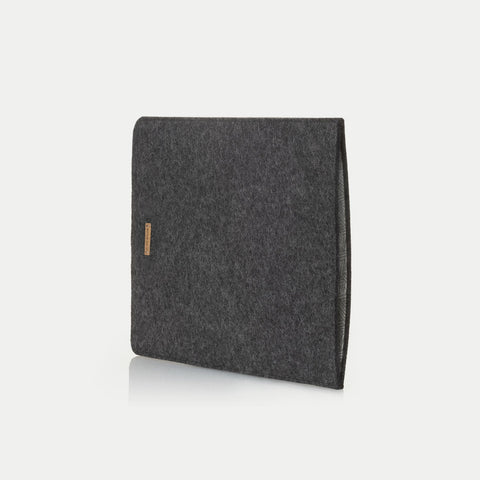 Housse ordinateur portable sur mesure | en feutre et coton biologique | anthracite - pistes | Modèle "LAISSER"