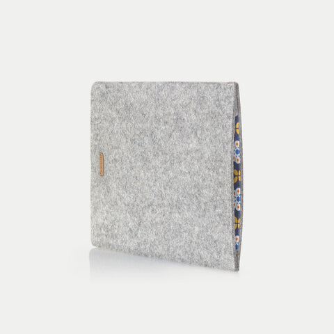 Housse ordinateur portable sur mesure | en feutre et coton biologique | gris clair - Bloom | Modèle "LAISSER"