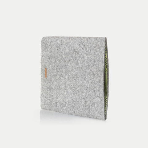 Housse ordinateur portable sur mesure | en feutre et coton biologique | gris clair - rayures | Modèle "LAISSER"