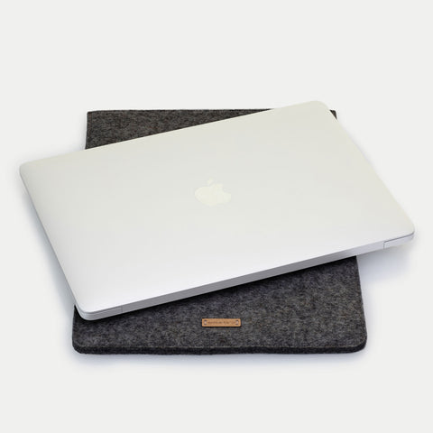 Coque pour MacBook Pro 15 | en feutre et coton biologique | anthracite - Coloré | Modèle "LAISSER"