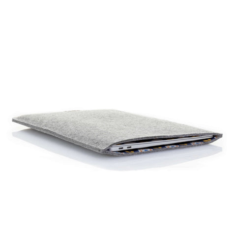 Housse ordinateur portable sur mesure | en feutre et coton biologique | gris clair - Bloom | Modèle "LAISSER"