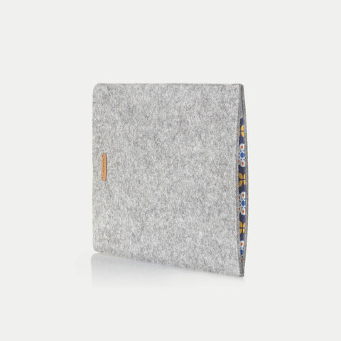 Coque pour Galaxy Tab A9 Plus | en feutre et coton biologique | gris clair - floraison | Modèle "LAISSER"