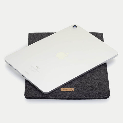 Coque pour Galaxy Tab S8 Ultra | en feutre et coton biologique | anthracite - rayures | Modèle "LAISSER"