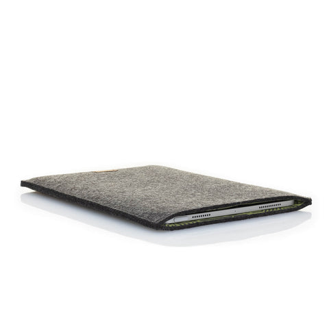 Coque pour Galaxy Tab S8 Ultra | en feutre et coton biologique | anthracite - rayures | Modèle "LAISSER"