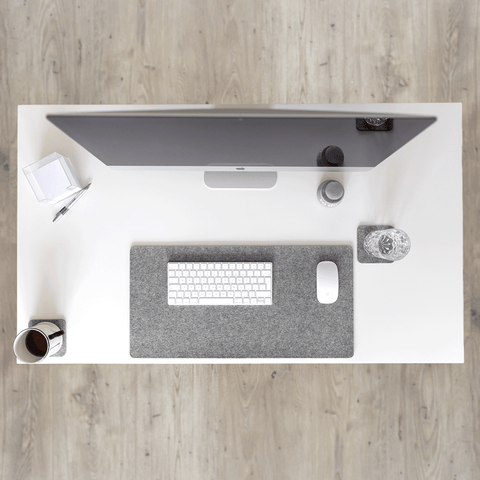 Bureauonderlegger van vilt en kurk | 30x60cm | lichtgrijs