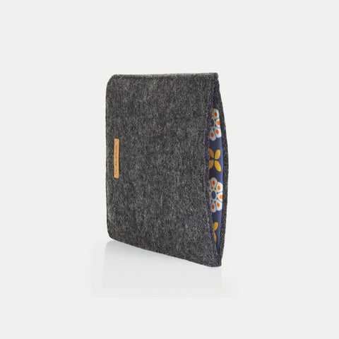 Hoesje voor Kobo Aura | gemaakt van vilt en biologisch katoen | antraciet - bloei | Model "LET"