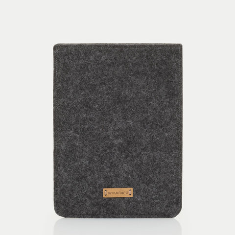 Housse pour Kindle Paperwhite 6,8 pouces | en feutre et coton biologique | anthracite - pistes | Modèle "LAISSER"